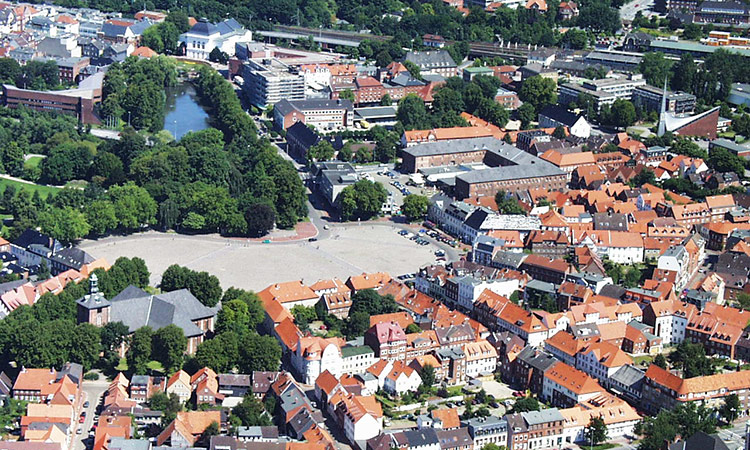 Luftaufnahme von Rendsburg Neuwerk und der Altstadt